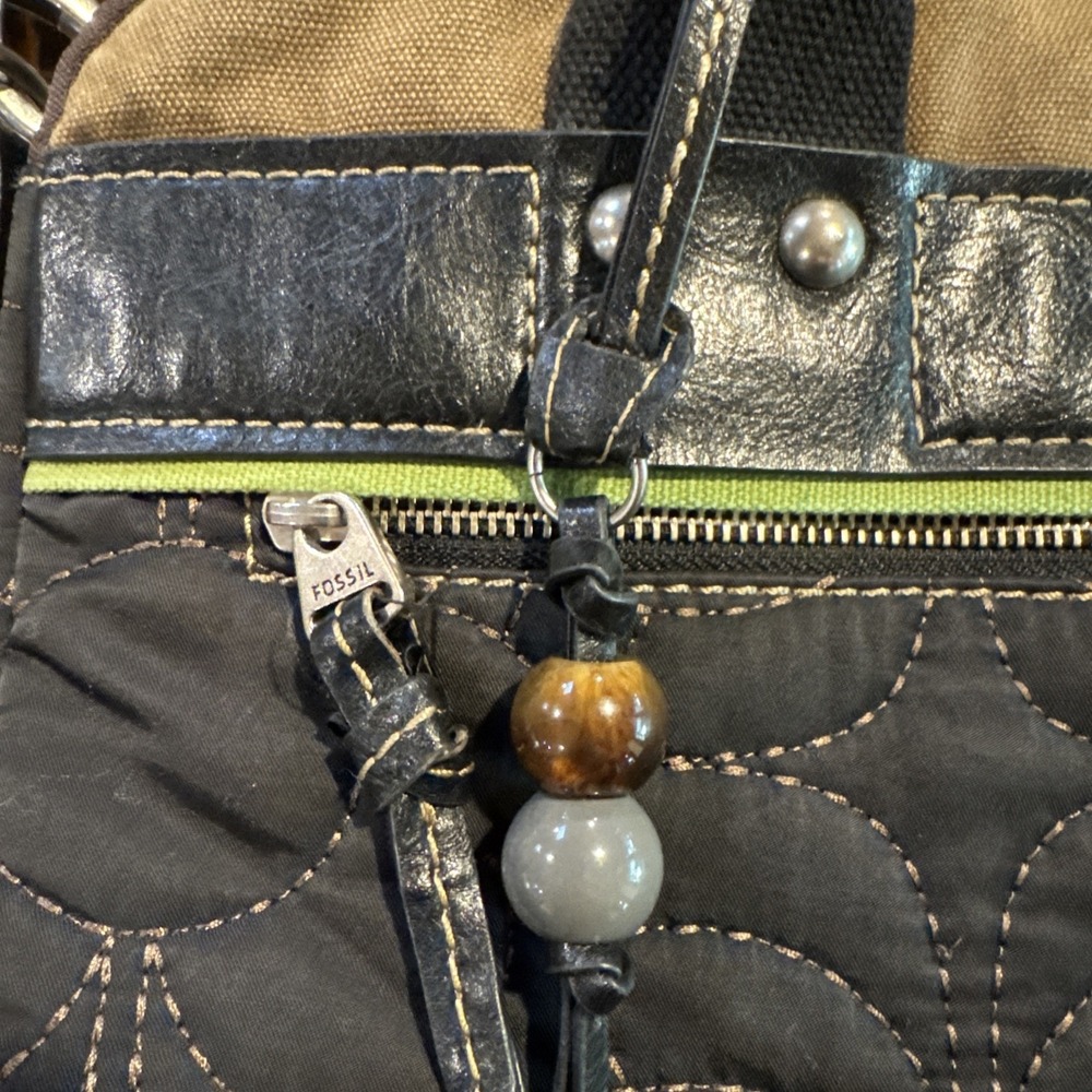 Fossil Multicolor Key-Per Floral Quilted Laptop Work Bag Padded Crossbody Handle - Picture 3 of 13
